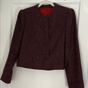 Vintage Purple Tweed Cropped Lady Jacket